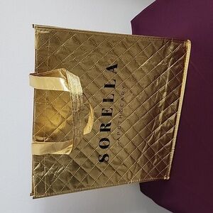 Sorella Apothecary Nylon Tote Bag Gold with a Diamond Pattern.